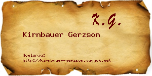 Kirnbauer Gerzson névjegykártya